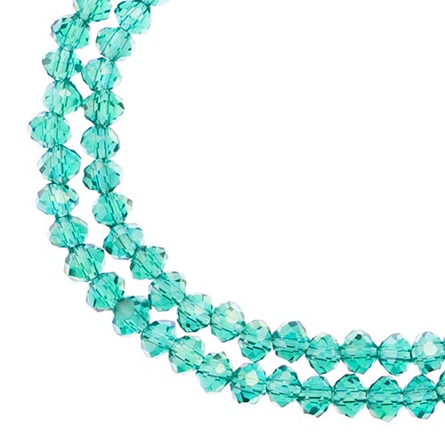 Crystal Lane(tm) Faceted Donut Rondelle - 3x4mm - Transparent Dark Green AB (str