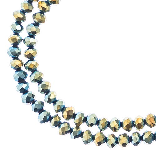 Crystal Lane(tm) Faceted Donut Rondelle - 3x4mm - Opaque Green Iris (strand)