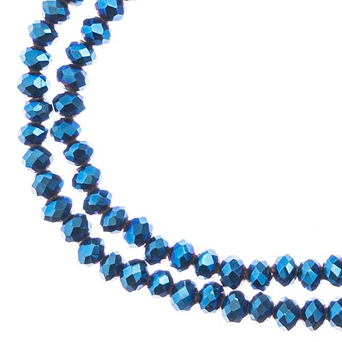 Crystal Lane(tm) Faceted Donut Rondelle - 3x4mm - Opaque Blue Iris (strand)