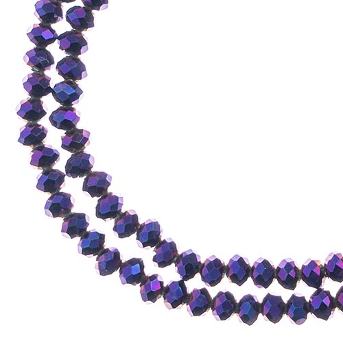 Crystal Lane(tm) Faceted Donut Rondelle - 3x4mm - Opaque Purple Iris (strand)