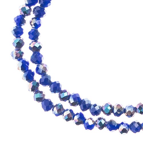 Crystal Lane(tm) Faceted Donut Rondelle - 3x4mm - Opaque Dark Sapphire half Mult