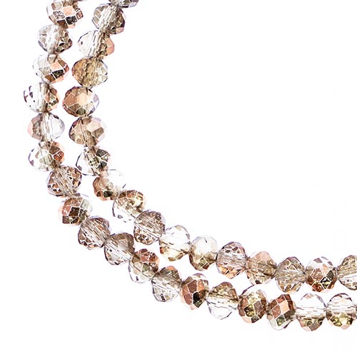 Crystal Lane(tm) Faceted Donut Rondelle - 3x4mm - Transparent Crystal half Coppe