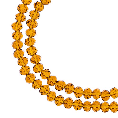 Crystal Lane(tm) Faceted Donut Rondelle - 3x4mm - Transparent Amber (strand)