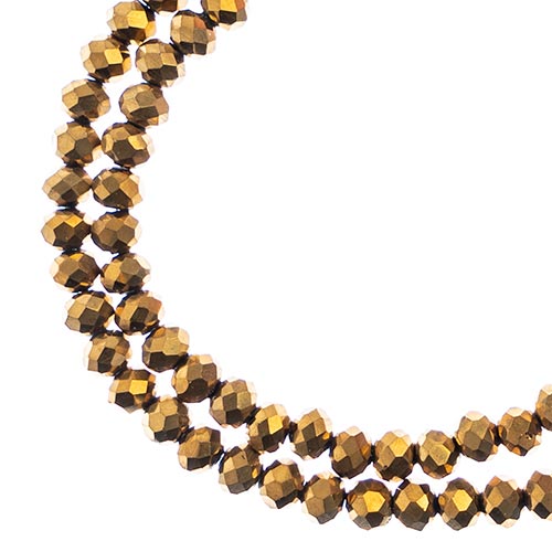 Crystal Lane(tm) Faceted Donut Rondelle - 3x4mm - Opaque Gold Iris (strand)