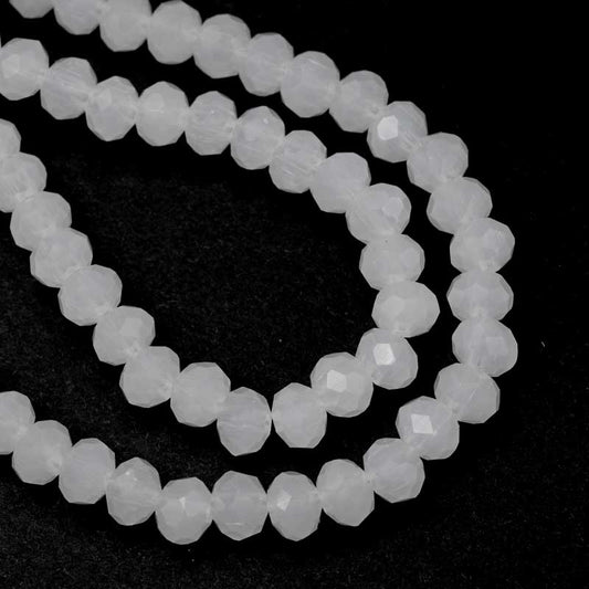 Crystal Lane(tm) Faceted Donut Rondelle - 4x6mm - Opalino White (strand)