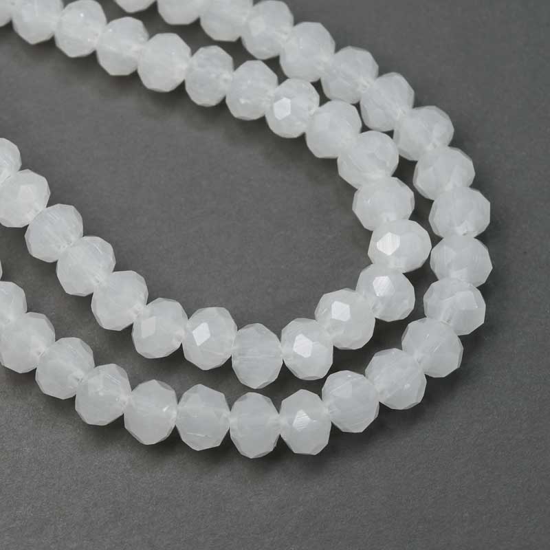 Crystal Lane(tm) Faceted Donut Rondelle - 4x6mm - Opalino White (strand)