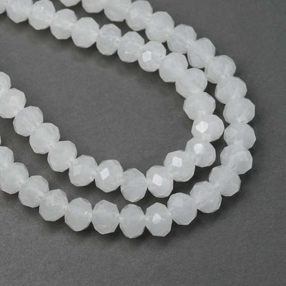 Crystal Lane(tm) Faceted Donut Rondelle - 4x6mm - Opalino White (strand)