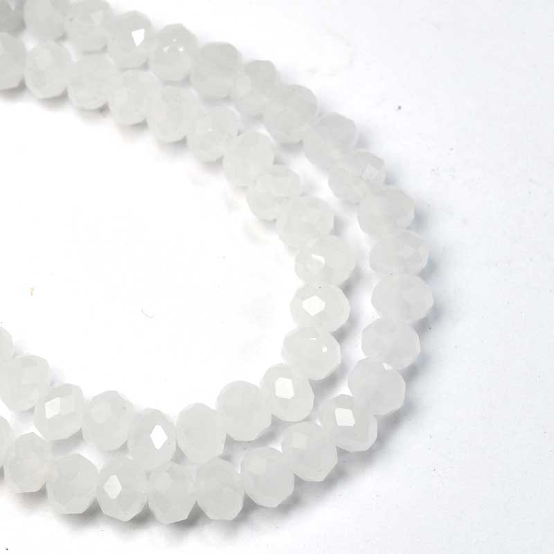 Crystal Lane(tm) Faceted Donut Rondelle - 4x6mm - Opalino White (strand)