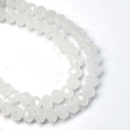 Crystal Lane(tm) Faceted Donut Rondelle - 4x6mm - Opalino White (strand)
