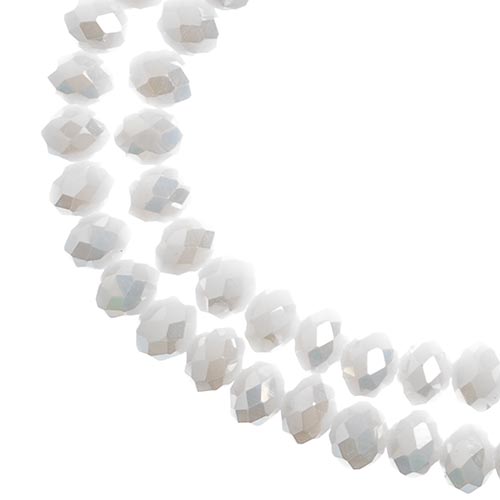 Crystal Lane(tm) Faceted Donut Rondelle - 4x6mm - Opaque White AB (strand)