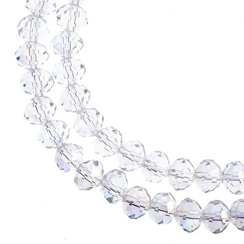 Crystal Lane(tm) Faceted Donut Rondelle - 4x6mm - Transparent Crystal AB (strand