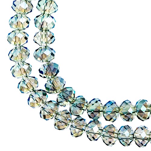 Crystal Lane(tm) Faceted Donut Rondelle - 4x6mm - Transparent Green Luster (stra