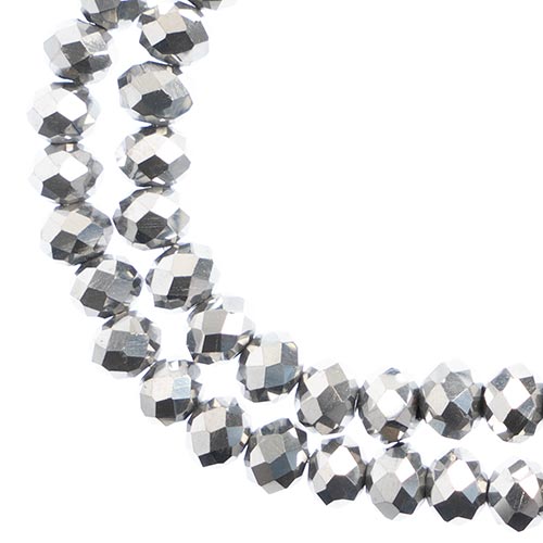 Crystal Lane(tm) Faceted Donut Rondelle - 4x6mm - Opaque Silver Iris (strand)