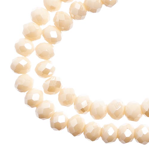 Crystal Lane(tm) Faceted Donut Rondelle - 4x6mm - Opaque Cream AB (strand)