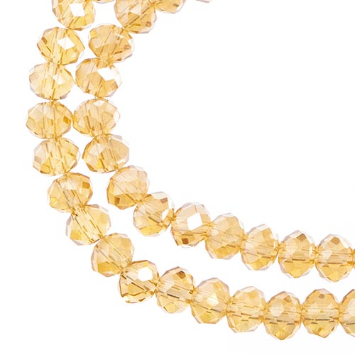 Crystal Lane(tm) Faceted Donut Rondelle - 4x6mm - Transparent Topaz AB (strand)