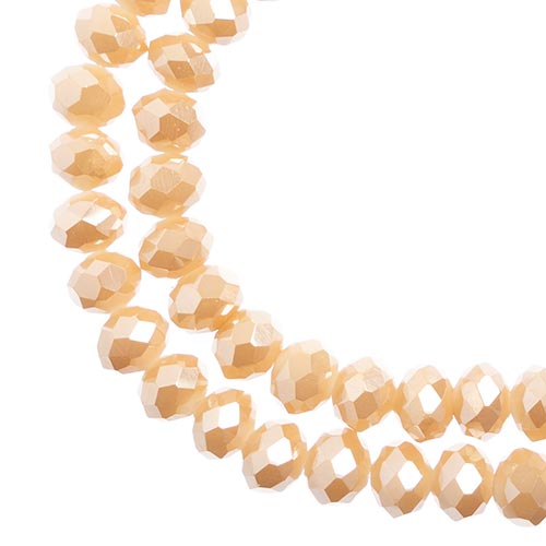 Crystal Lane(tm) Faceted Donut Rondelle - 4x6mm - Opaque Light Champagne Luster 