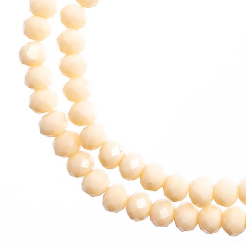 Crystal Lane(tm) Faceted Donut Rondelle - 4x6mm - Opaque Light Cream (strand)