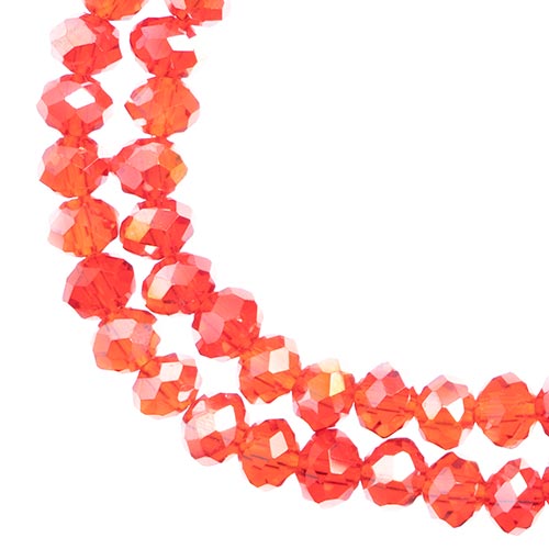 Crystal Lane(tm) Faceted Donut Rondelle - 4x6mm - Transparent Red AB (strand)
