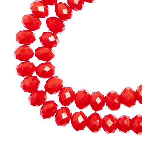 Crystal Lane(tm) Faceted Donut Rondelle - 4x6mm - Opalino Red (strand)