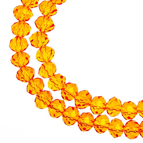 Crystal Lane(tm) Faceted Donut Rondelle - 4x6mm - Transparent Orange (strand)