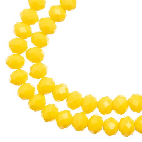Crystal Lane(tm) Faceted Donut Rondelle - 4x6mm - Opaque Yellow (strand)