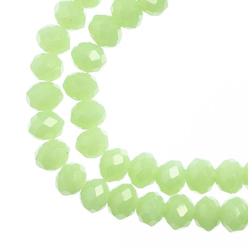 Crystal Lane(tm) Faceted Donut Rondelle - 4x6mm - Opalino Light Green (strand)
