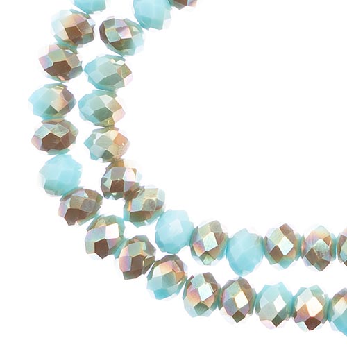 Crystal Lane(tm) Faceted Donut Rondelle - 4x6mm - Opalino Sky Blue Champagne (st