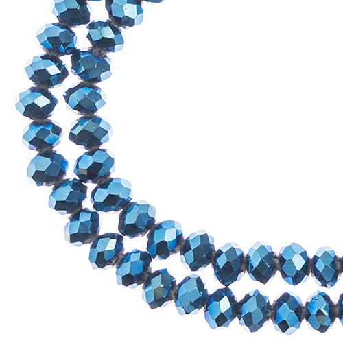 Crystal Lane(tm) Faceted Donut Rondelle - 4x6mm - Opaque Blue Iris (strand)