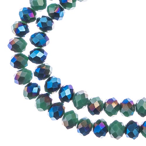 Crystal Lane(tm) Faceted Donut Rondelle - 4x6mm - Opaque Dark Green half Blue Ir