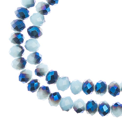 Crystal Lane(tm) Faceted Donut Rondelle - 4x6mm - Opalino Light Blue Iris (stran