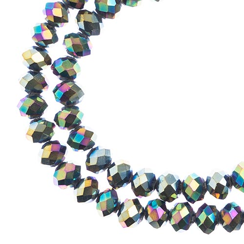 Crystal Lane(tm) Faceted Donut Rondelle - 4x6mm - Opaque Multi Color Iris (stran