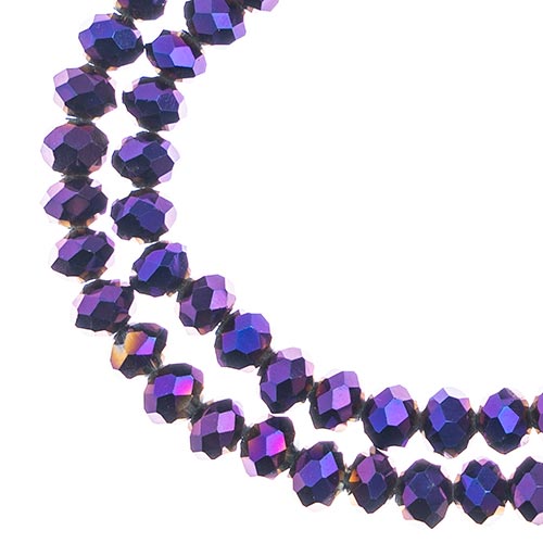 Crystal Lane(tm) Faceted Donut Rondelle - 4x6mm - Opaque Purple Iris (strand)