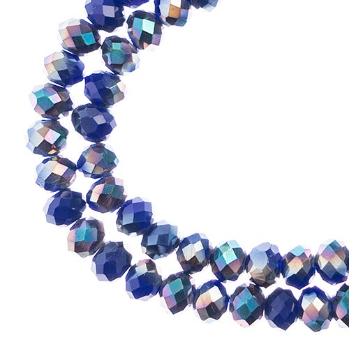Crystal Lane(tm) Faceted Donut Rondelle - 4x6mm - Opaque Dark Sapphire half Mult