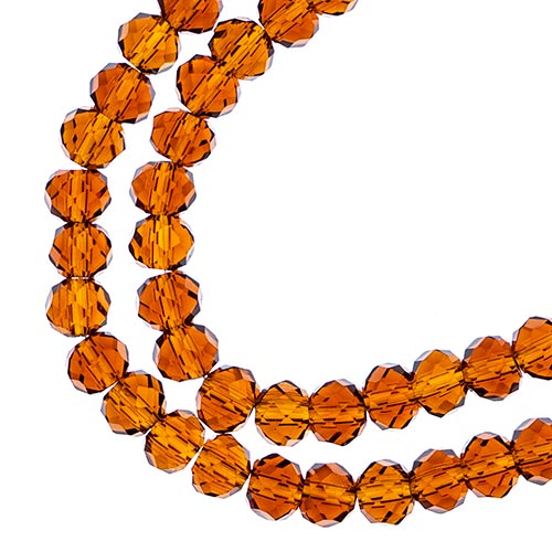 Crystal Lane(tm) Faceted Donut Rondelle - 4x6mm - Transparent Amber (strand)