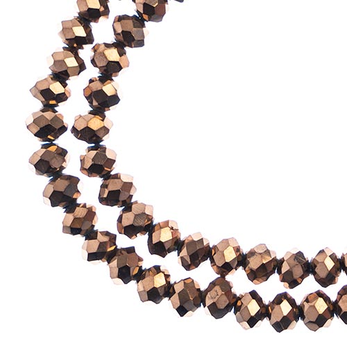 Crystal Lane(tm) Faceted Donut Rondelle - 4x6mm - Opaque Copper Iris (strand)