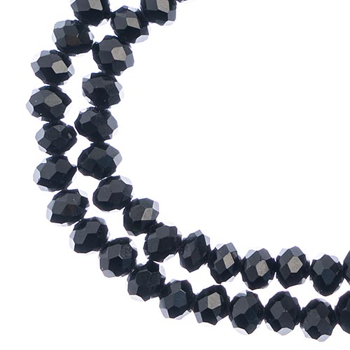 Crystal Lane(tm) Faceted Donut Rondelle - 4x6mm - Opaque Black (strand)