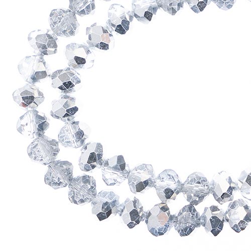 Crystal Lane(tm) Faceted Donut Rondelle - 6x8mm - Transparent Half Silver Iris (