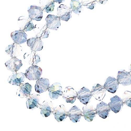 Crystal Lane(tm) Faceted Donut Rondelle - 6x8mm - Transparent Rose Green Luster 