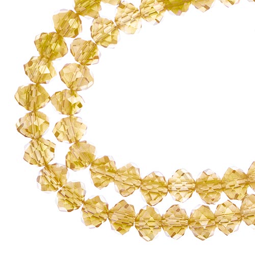 Crystal Lane(tm) Faceted Donut Rondelle - 6x8mm - Transparent Topaz AB (strand)