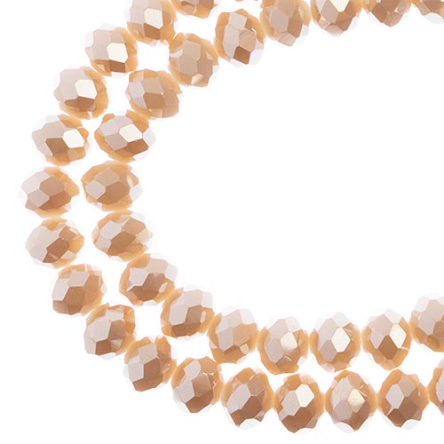 Crystal Lane(tm) Faceted Donut Rondelle - 6x8mm - Opaque Light Champagne Luster 