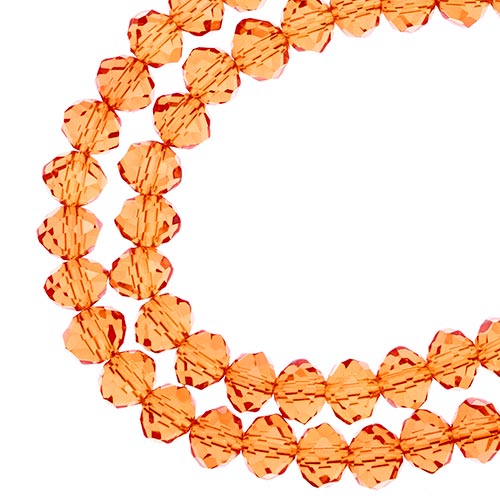 Crystal Lane(tm) Faceted Donut Rondelle - 6x8mm - Transparent Orange (strand)