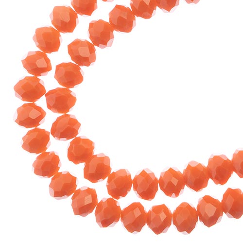 Crystal Lane(tm) Faceted Donut Rondelle - 6x8mm - Opaque Orange (strand)
