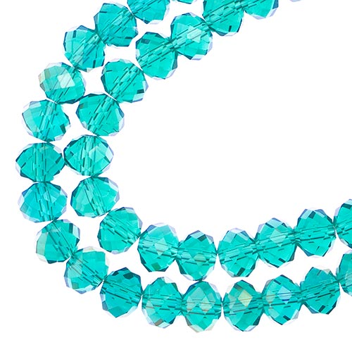 Crystal Lane(tm) Faceted Donut Rondelle - 6x8mm - Transparent Dark Green AB (str