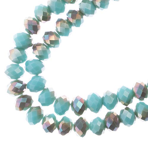 Crystal Lane(tm) Faceted Donut Rondelle - 6x8mm - Opalino Turquoise Blue Champag