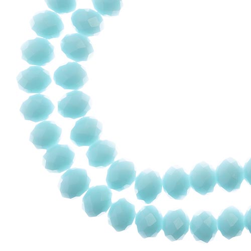 Crystal Lane(tm) Faceted Donut Rondelle - 6x8mm - Opaque Light Blue (strand)