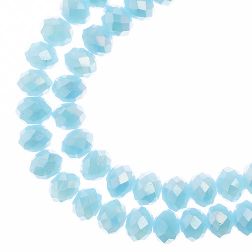 Crystal Lane(tm) Faceted Donut Rondelle - 6x8mm - Opalino Sky Blue AB (strand)