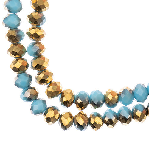 Crystal Lane(tm) Faceted Donut Rondelle - 6x8mm - Opaque Dark Blue half Gold Iri