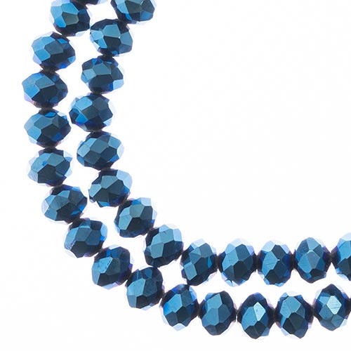 Crystal Lane(tm) Faceted Donut Rondelle - 6x8mm - Opaque Blue Iris (strand)