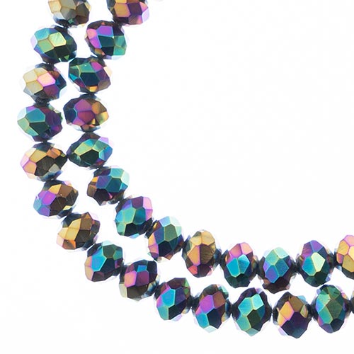 Crystal Lane(tm) Faceted Donut Rondelle - 6x8mm - Opaque Multi Color Iris (stran