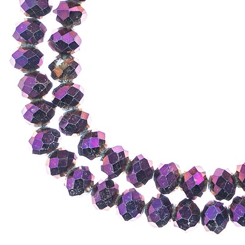 Crystal Lane(tm) Faceted Donut Rondelle - 6x8mm - Opaque Purple Iris (strand)